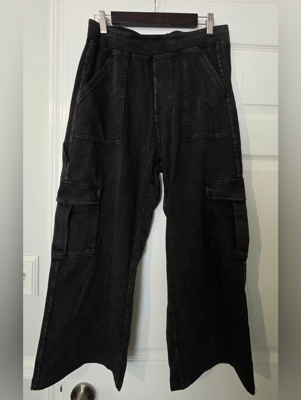 HALARA Black Womens Cargo Jeans - Utility Pocket Pants Sz L